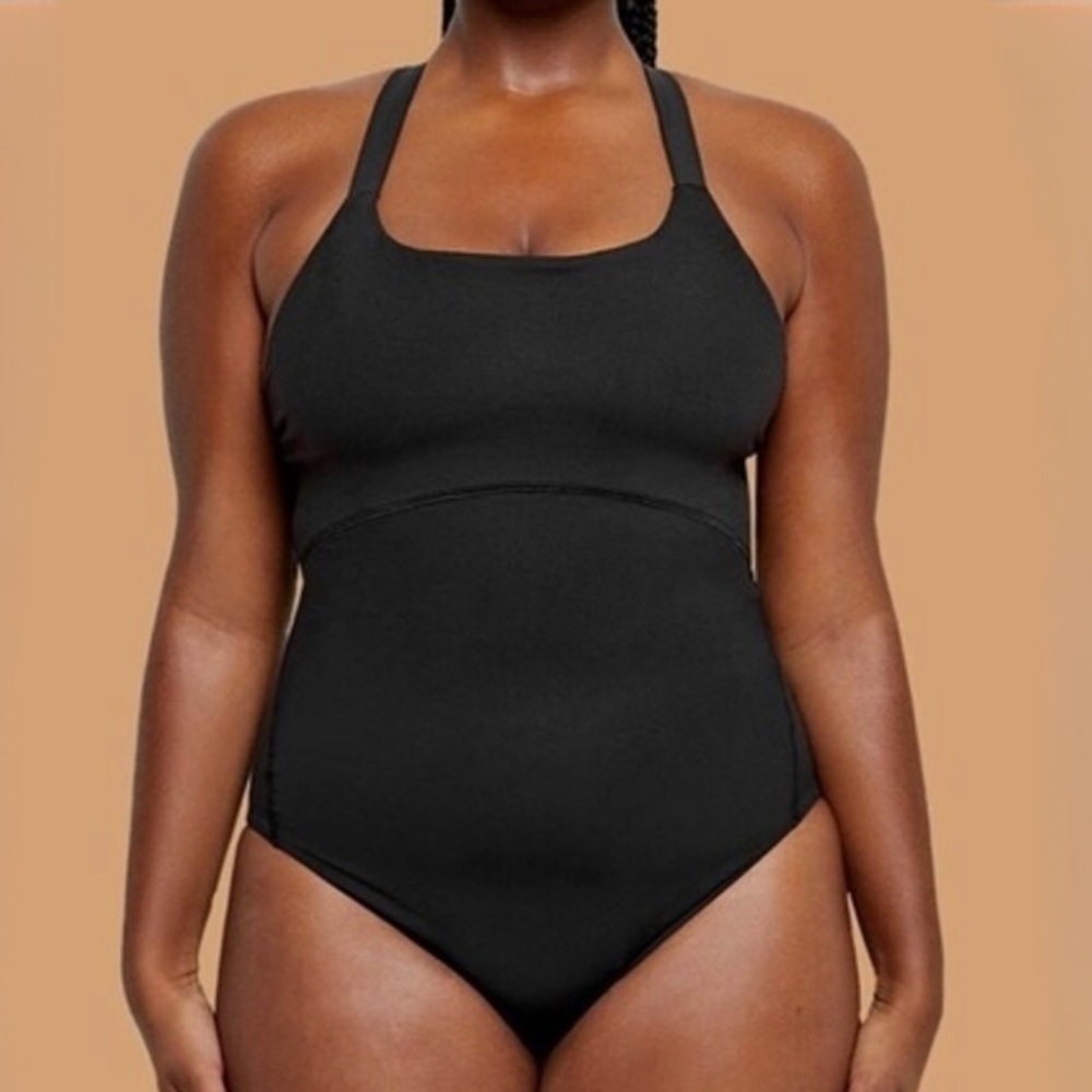 Thinx Period Care Cross Back Leotard Super Absorbency In Black
